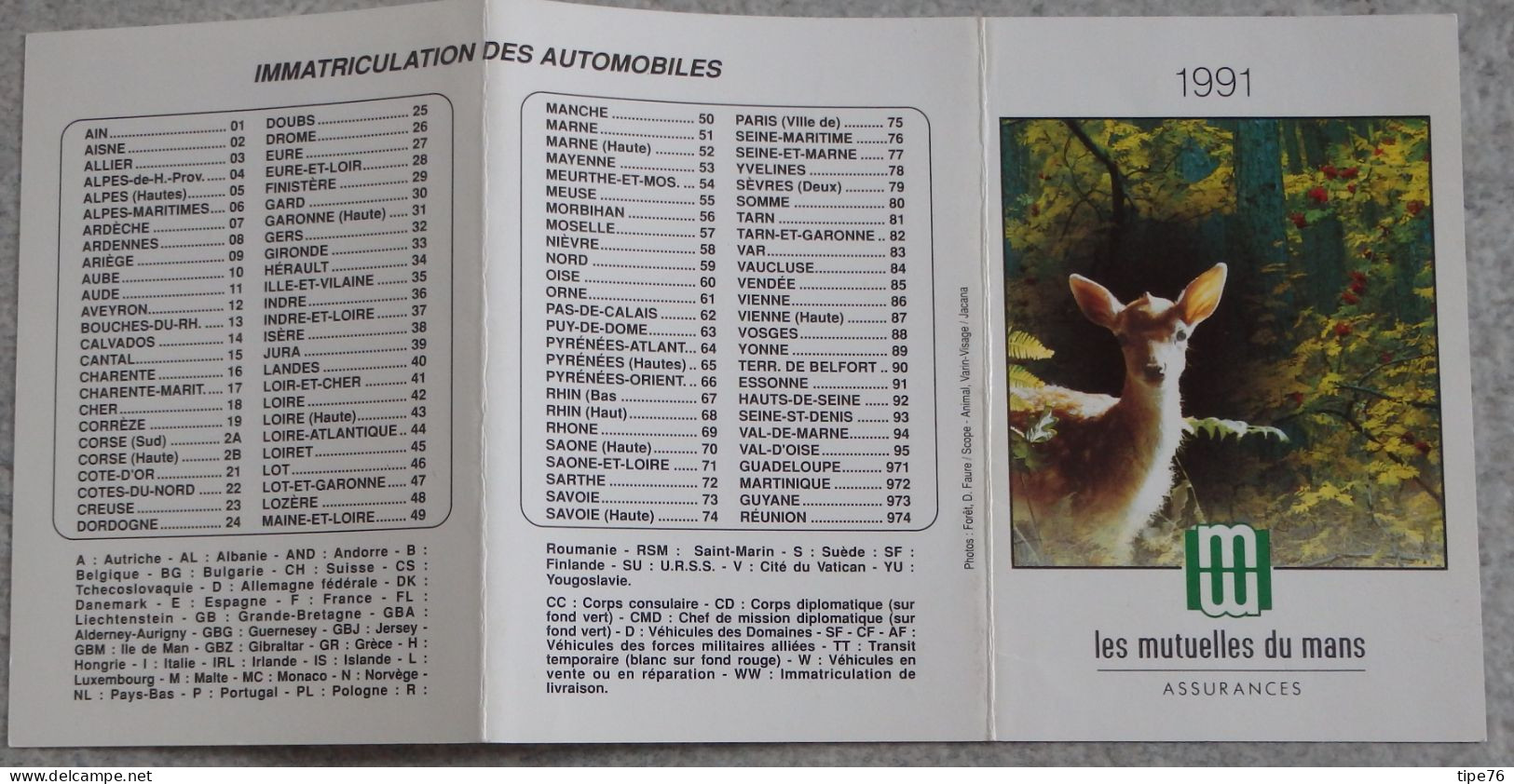 Petit Calendrier Poche 1991 Assurances Les Mutuelles Du Mans Le Mans Sarthe - Allonnes - Petit Format : 1991-00