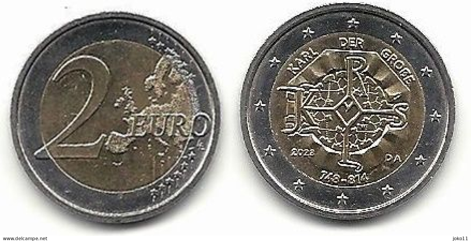 2 Euro, 2023, Karl Der Große, Prägestätte (A), Vz, Sehrgut Erhaltene Umlaufmünze - Germany