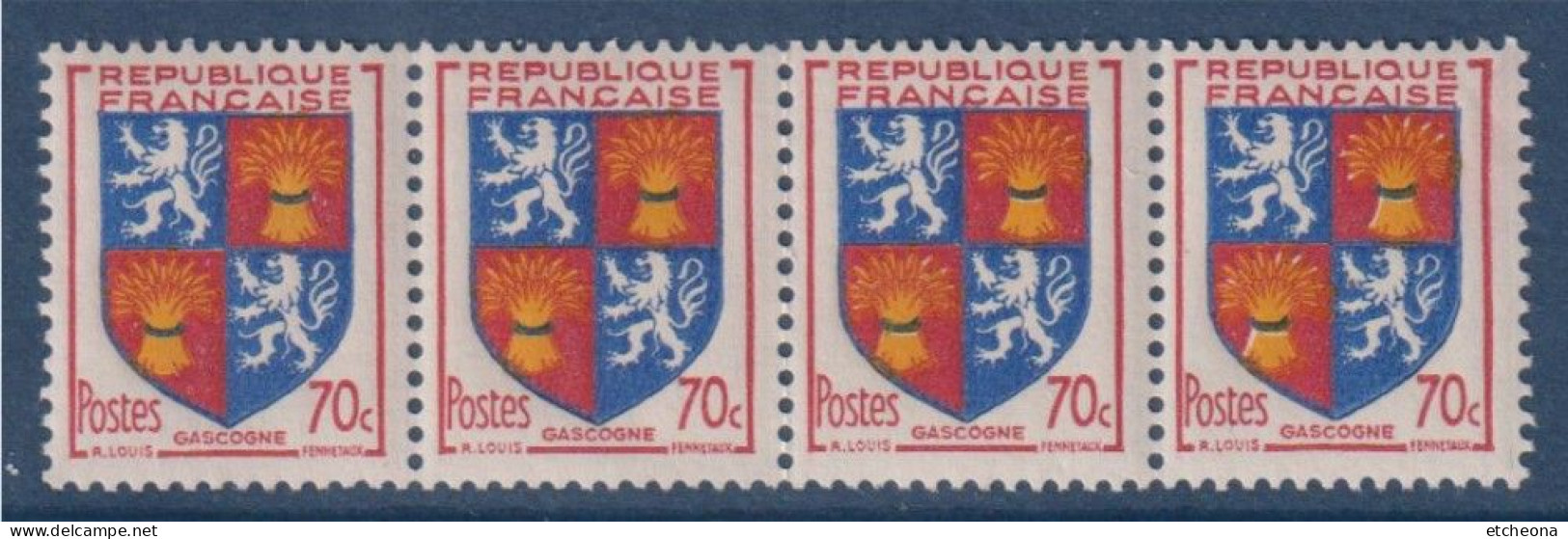 Gascogne Armoiries De Provinces VI N°958 Bande De 4 Timbres Neufs - 1941-66 Coat Of Arms And Heraldry