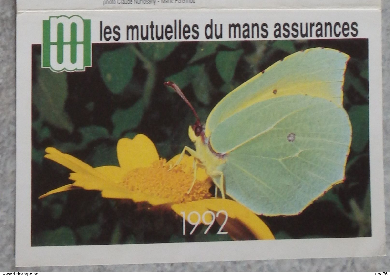 Petit Calendrier Poche 1992 Assurances Les Mutuelles Du Mans Le Mans Sarthe - - Petit Format : 1991-00