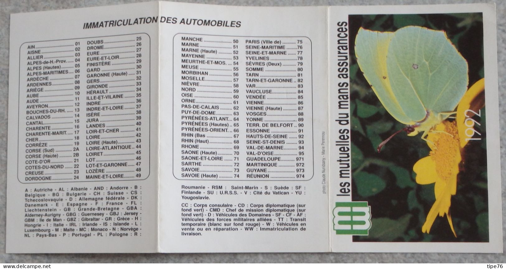 Petit Calendrier Poche 1992 Assurances Les Mutuelles Du Mans Le Mans Sarthe - - Small : 1991-00