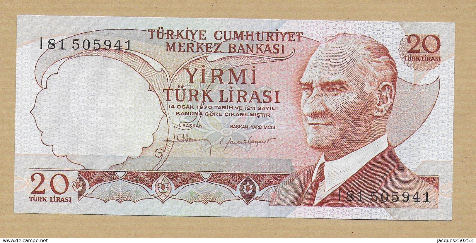 20 TURK LIRASI TURQUIE NEUF - Alla Rinfusa - Banconote