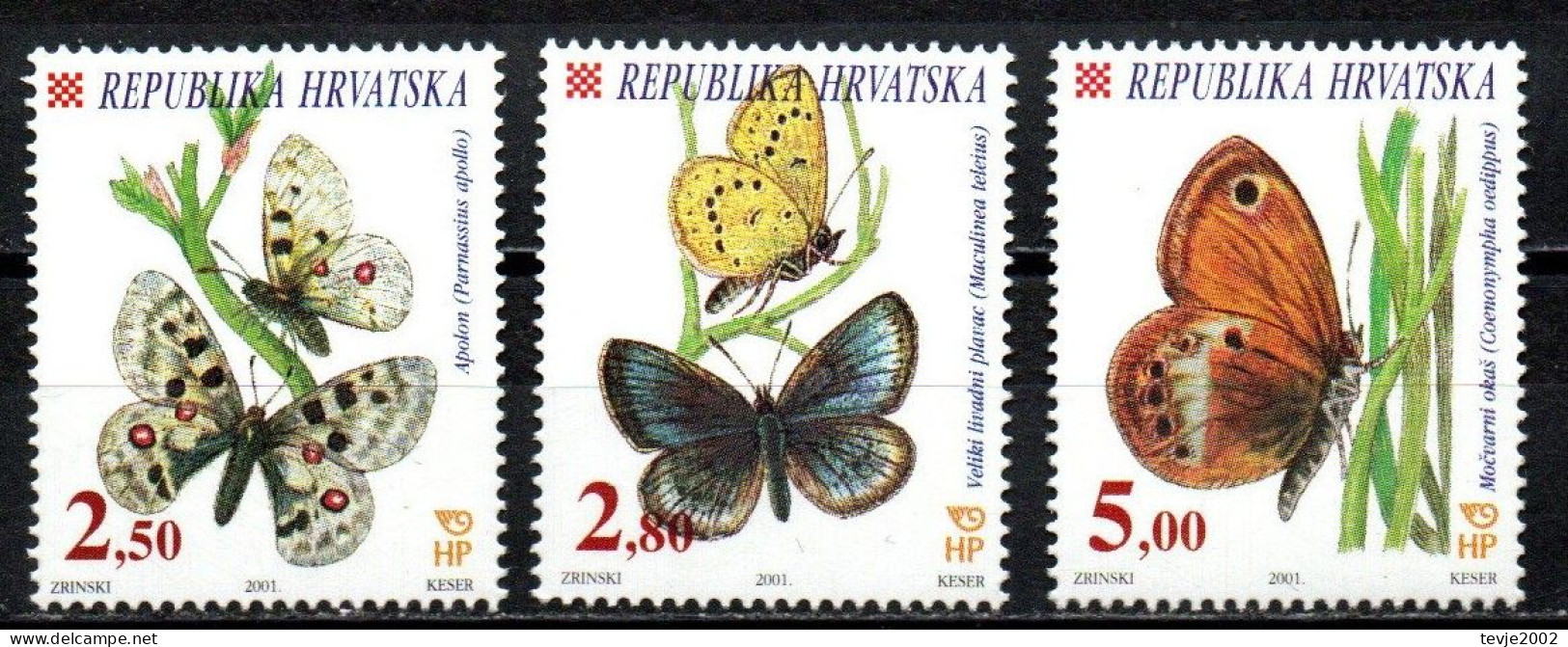 Kroatien 2001 - Mi.Nr. 573 - 575 - Postfrisch MNH - Tiere Animals Schmetterlinge Butterflies - Vlinders