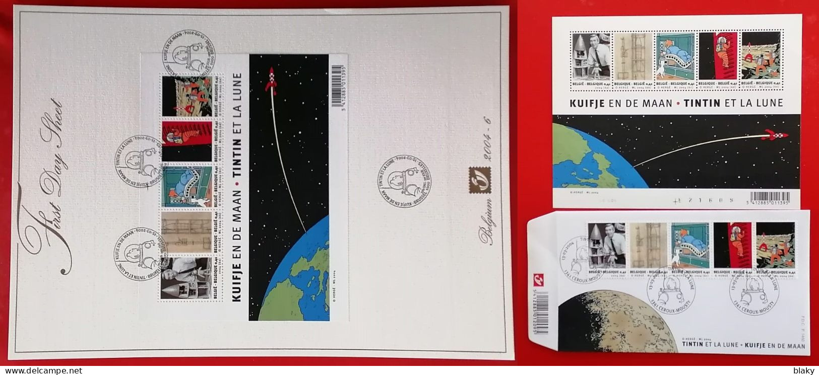 2004-TINTIN ET LUNE- 1FDS - 1 FEUILLET - 1 FDC - 2001-2010