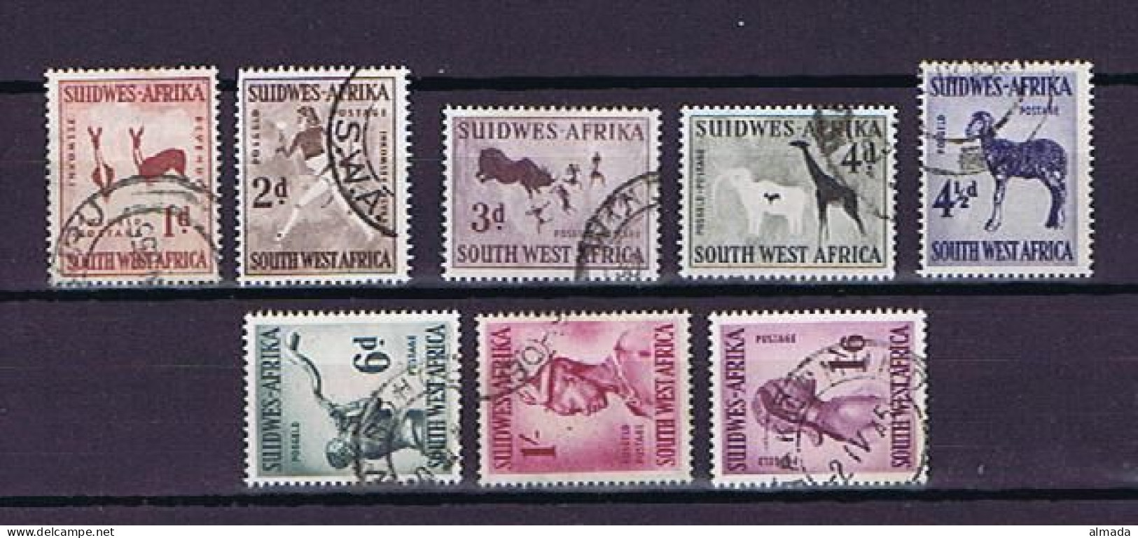 SWA 1954: 8 Diff. Used, Gestempelt - South West Africa (1923-1990)