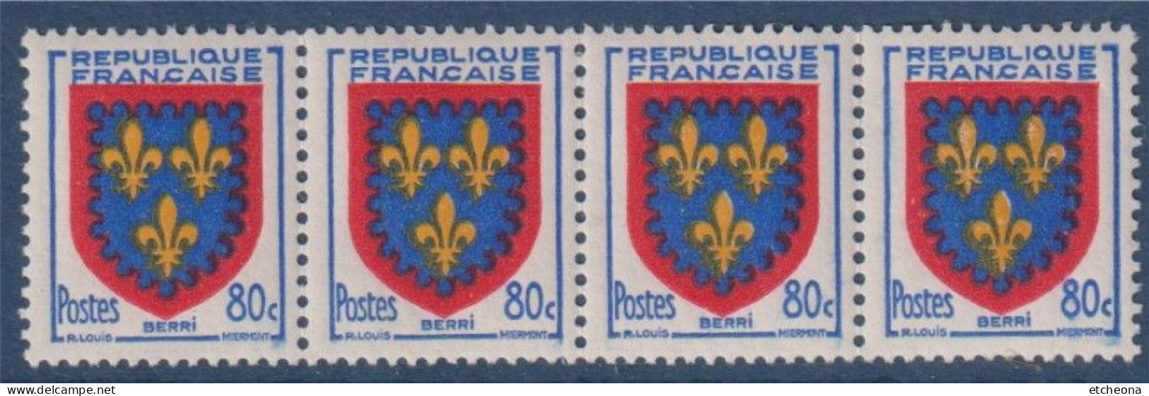 Berri Armoiries De Provinces VI N°959 Bande De 4 Timbres Neufs - 1941-66 Escudos Y Blasones