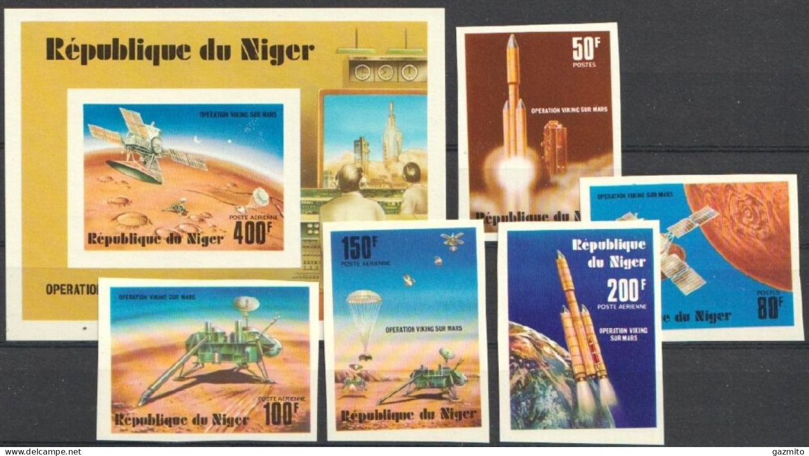 Niger 1977, Space, Mars Mission, 5val+BF IMPERFORATED - Níger (1960-...)