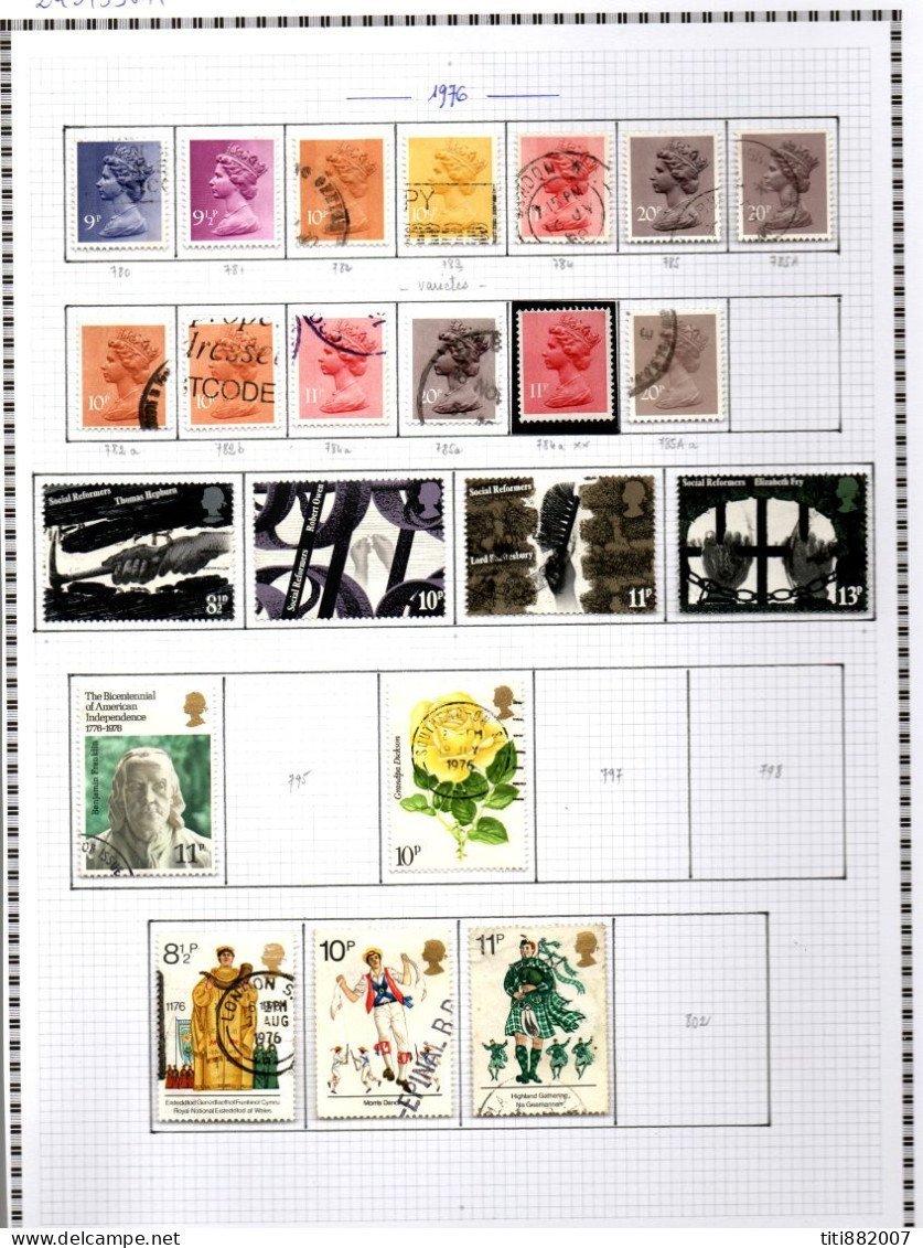 GRANDE BRETAGNE  /  U.K    -  1976.  Collection  Sur 1 Page D'album. - Used Stamps
