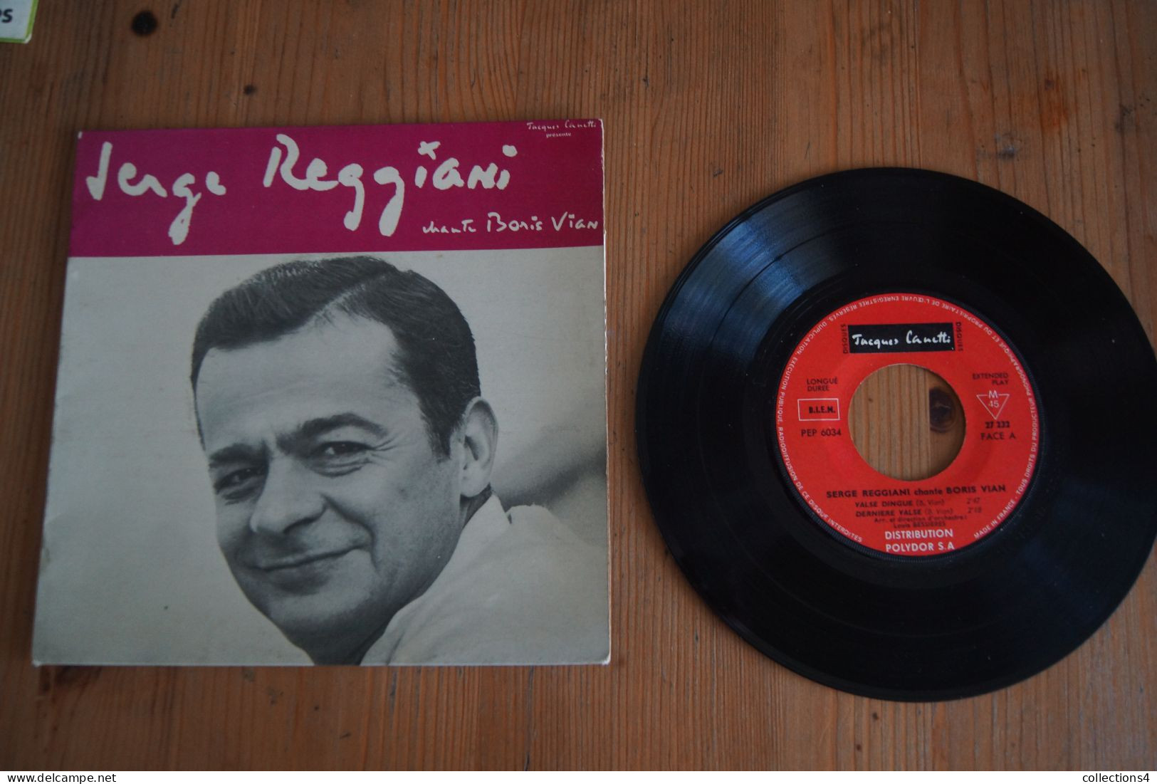 SERGE REGGIANI CHANTE BORIS VIAN EP  1966 LANGUETTE VARIANTE : BANDEAU VIOLET ET NON ROUGE - 45 T - Maxi-Single