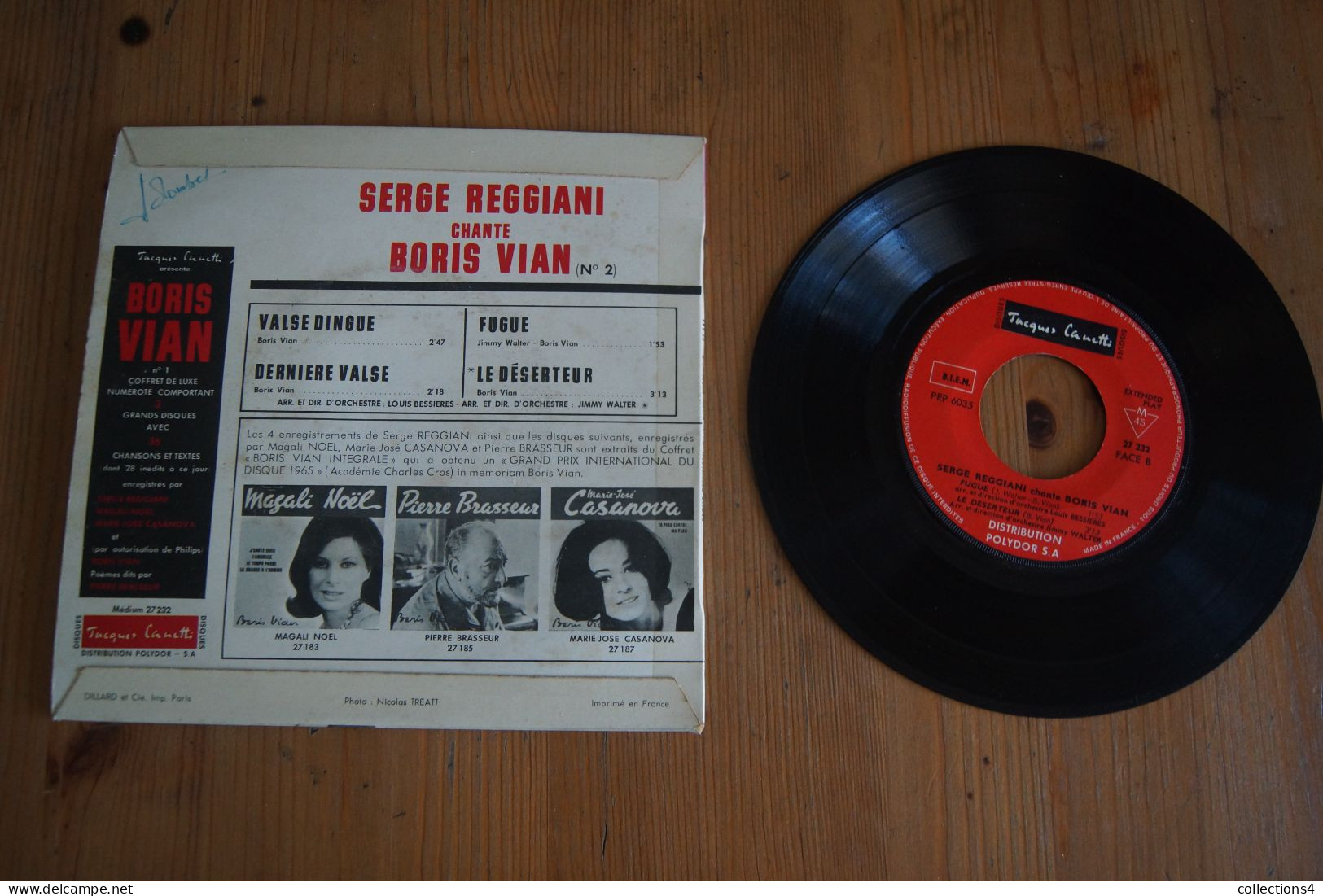 SERGE REGGIANI CHANTE BORIS VIAN EP  1966 LANGUETTE VARIANTE : BANDEAU VIOLET ET NON ROUGE - 45 Rpm - Maxi-Singles