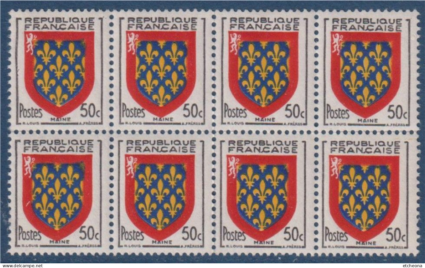 Maine Armoiries De Provinces VII N°999 Bloc De 8 Timbres Neufs - 1941-66 Armoiries Et Blasons