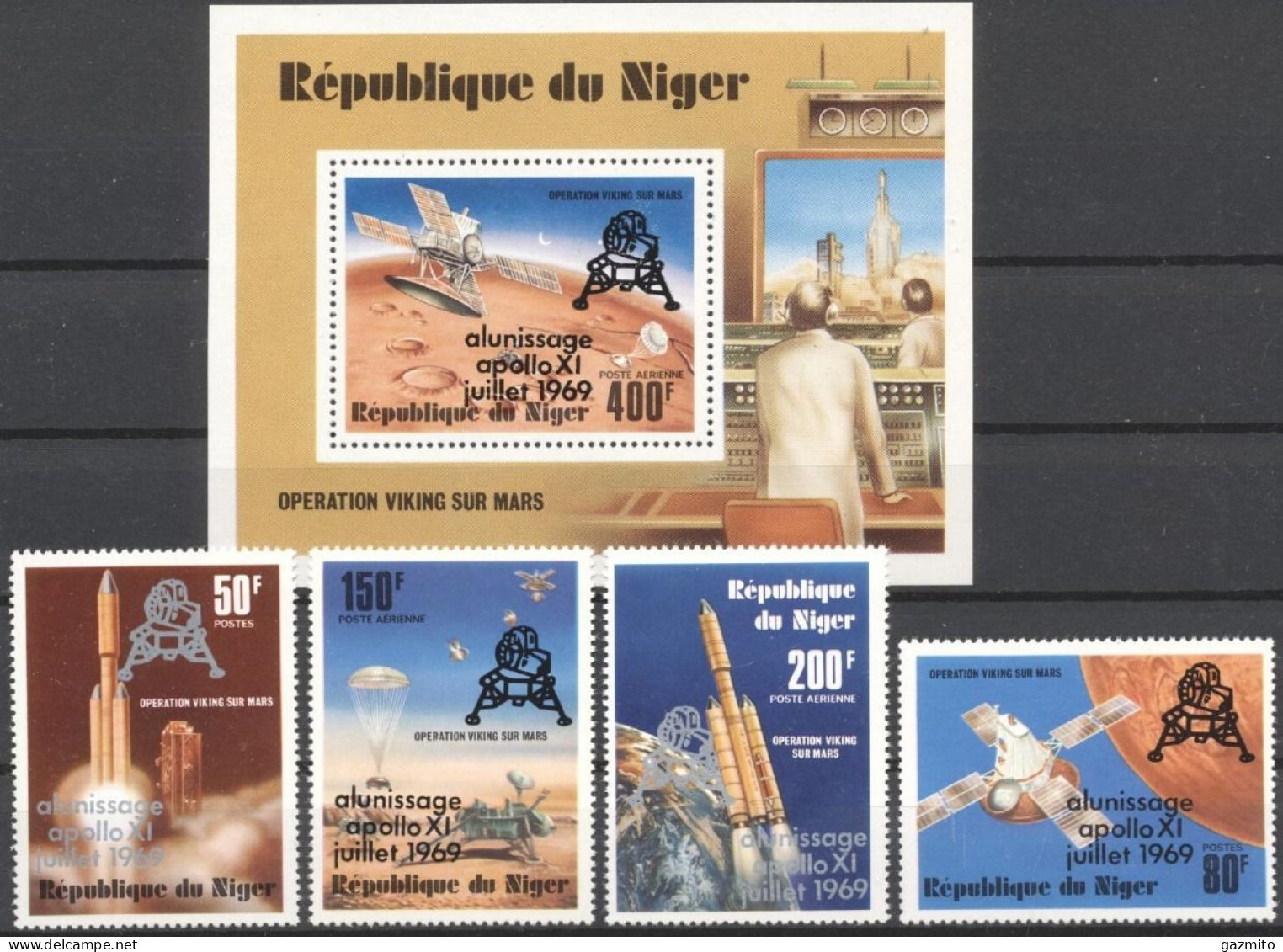 Niger 1979, Space, Mars Mission, Overop. Black And Silver, 4val+BF - Niger (1960-...)