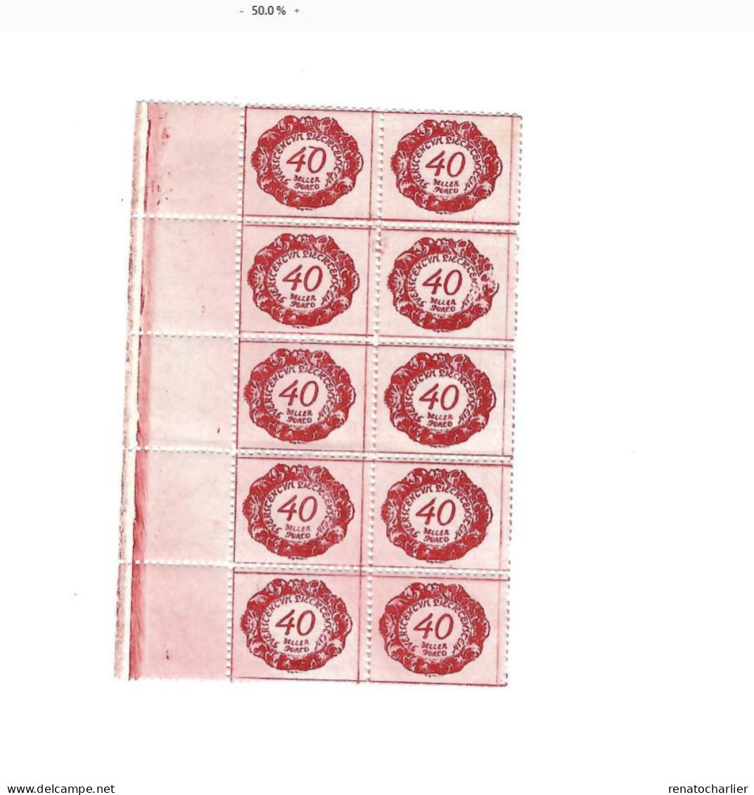 Chiffres. MNH,Neuf Sans Charnière.Bloc De 10. Bord De Feuille. - Taxe