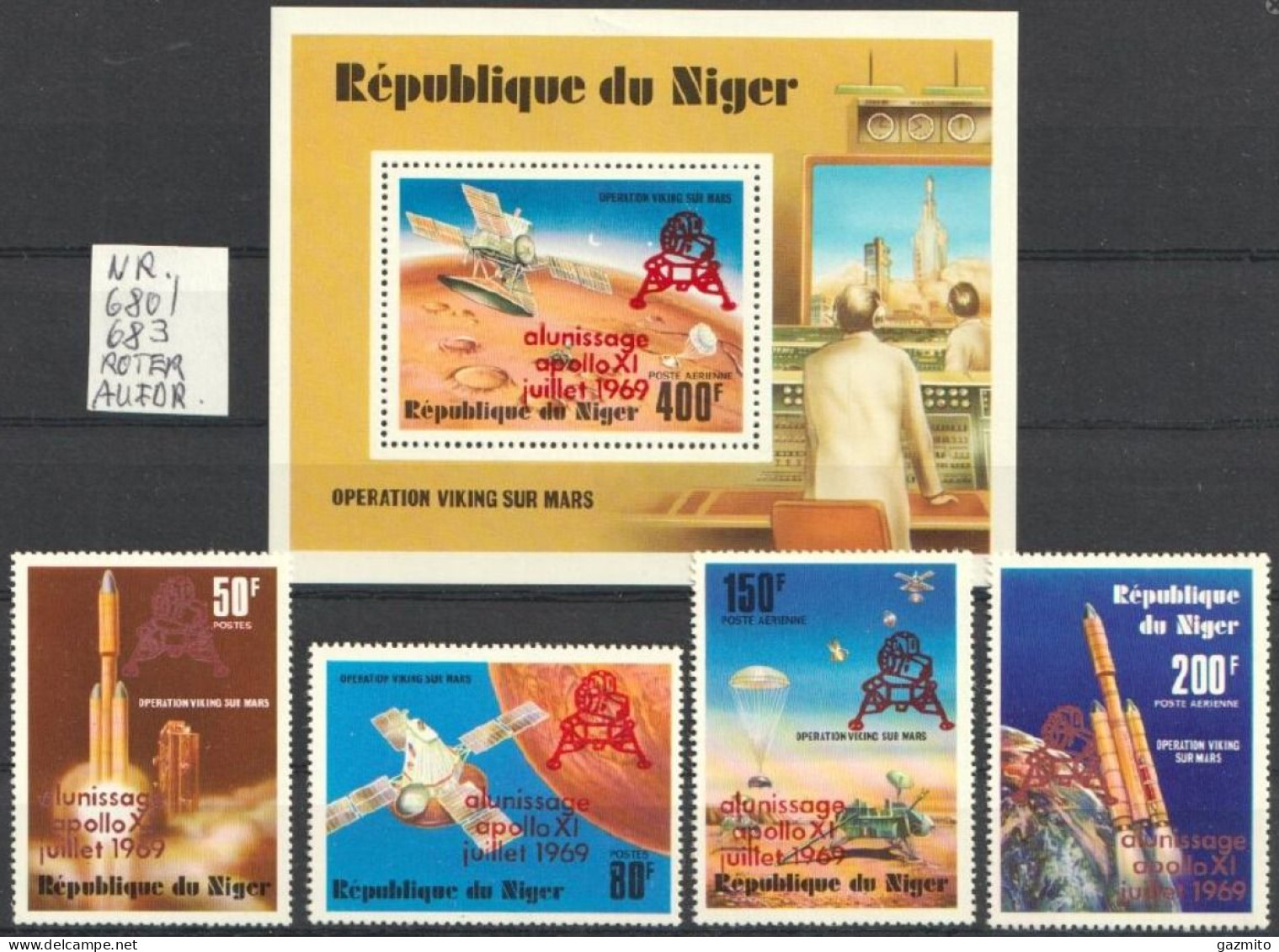 Niger 1979, Space, Mars Mission, Overop. Red, 4val+BF - Niger (1960-...)