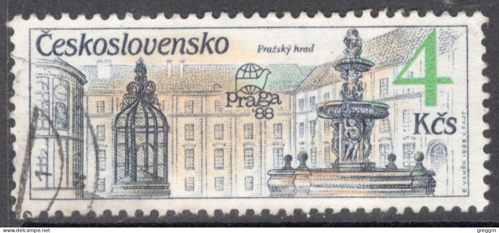 Czechoslovakia 1988 Single Stamp To Celebrate Praga '88 International Stamp Exhibition - Prague Fountains In Fine Used - Usados