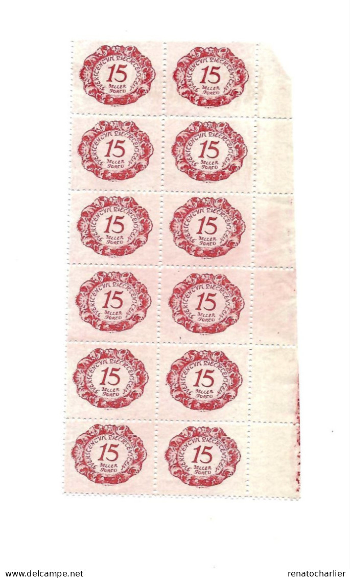 Chiffres. MNH,Neuf Sans Charnière.Bloc De 12. Bord De Feuille. - Taxe