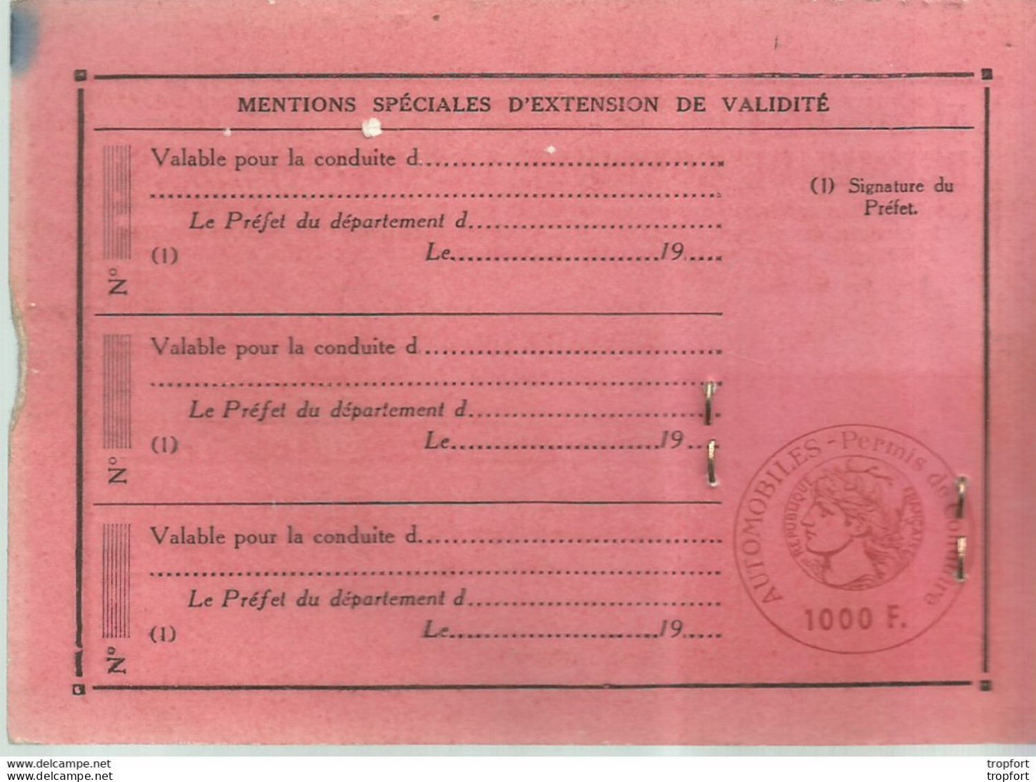 PG / PERMIS DE CONDUIRE Ancien LES AUTOMOBILES 1953 Conduite Auto - Documents Historiques