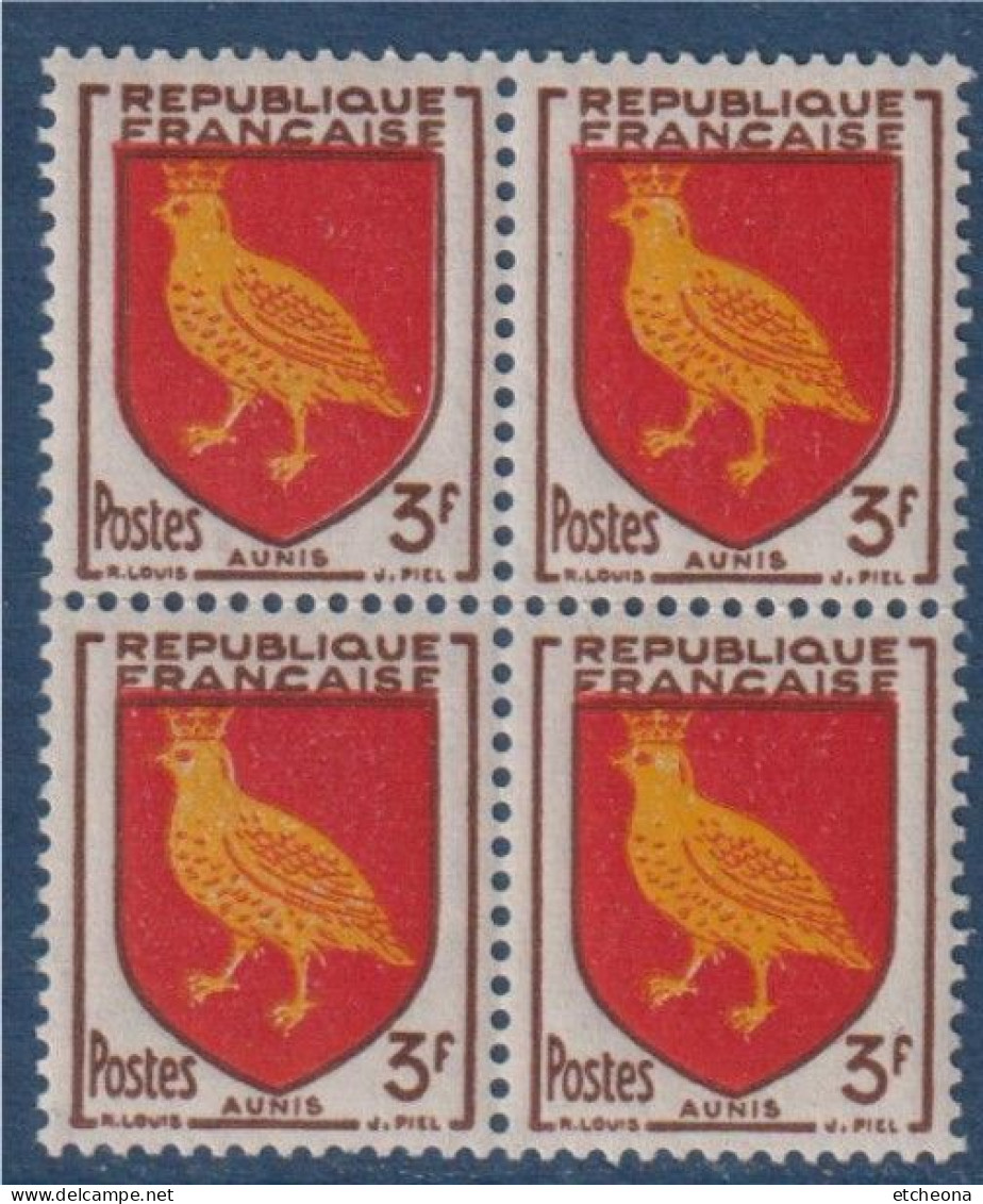 Aunis Armoiries De Provinces VII N°1004 Bloc De 4 Timbres Neufs - 1941-66 Armoiries Et Blasons