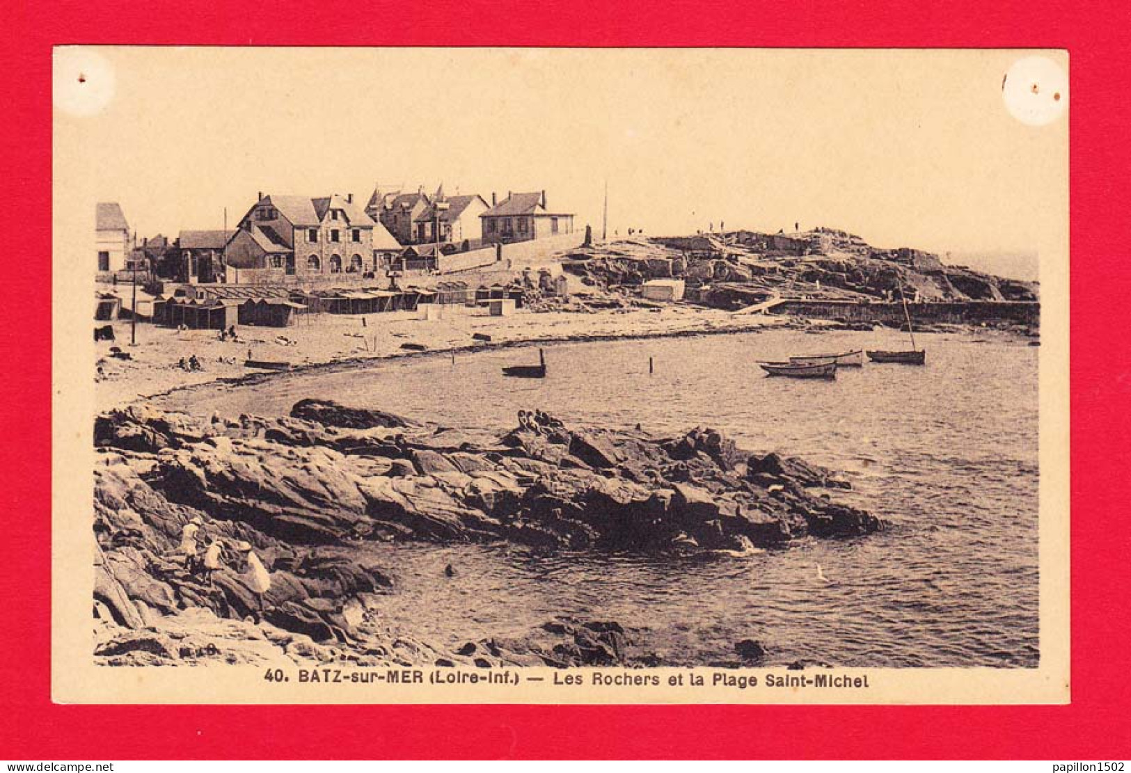 F-44-Batz Sur Mer-03P6 Les Rochers Et La Plage Saint Michel, Cpa - Batz-sur-Mer (Bourg De B.)