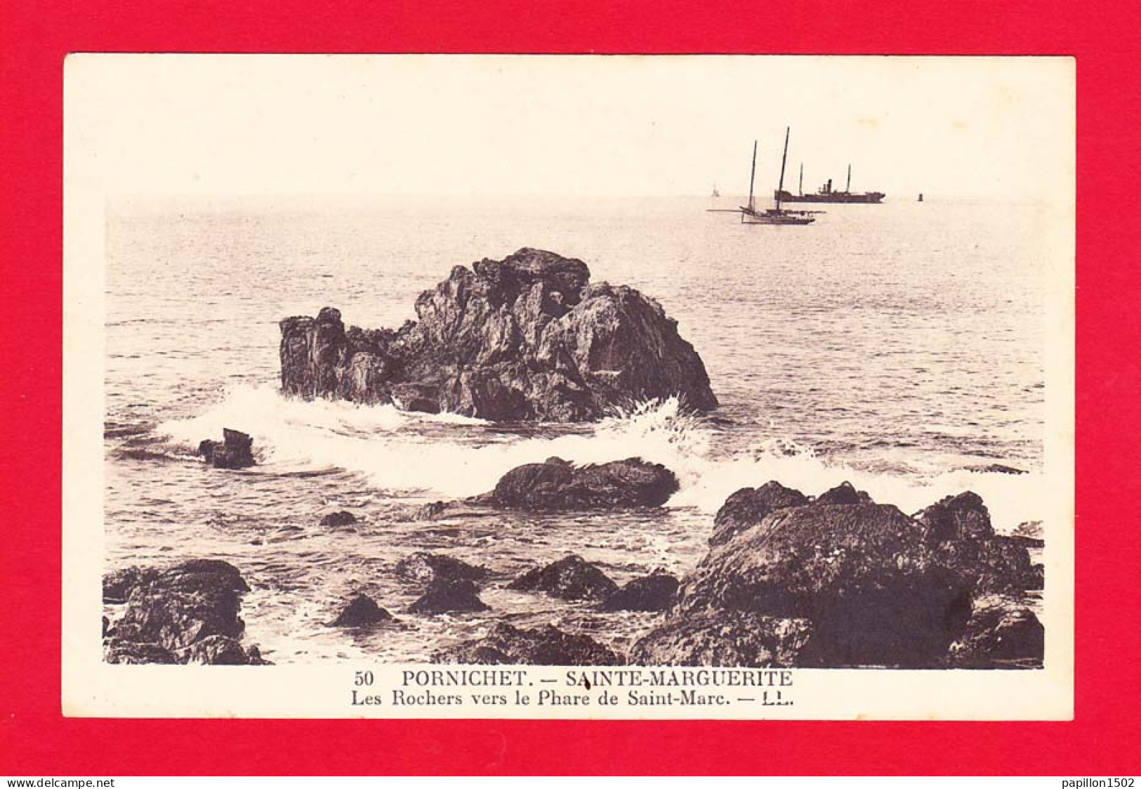 F-44-Pornichet-05P6 Sainte Marguerite, Les Rochers Vers Le Phare De Saint Marc, Cpa BE - Pornichet