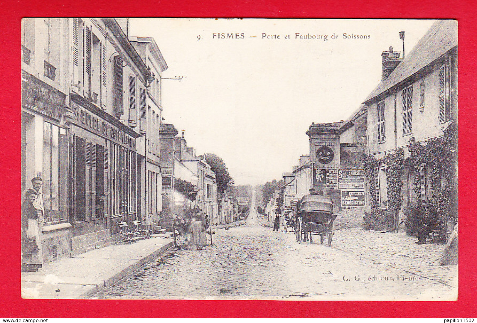 F-51-Fismes-10P142  Porte Et Faubourg De Soissons, Animation, Commerces, Cpa  - Fismes