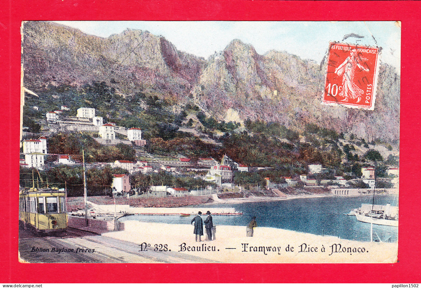 F-06-Beaulieu Sur Mer-11Ph83 Le Tramway De Nice à Monaco, Cpa Colorisée - Beaulieu-sur-Mer