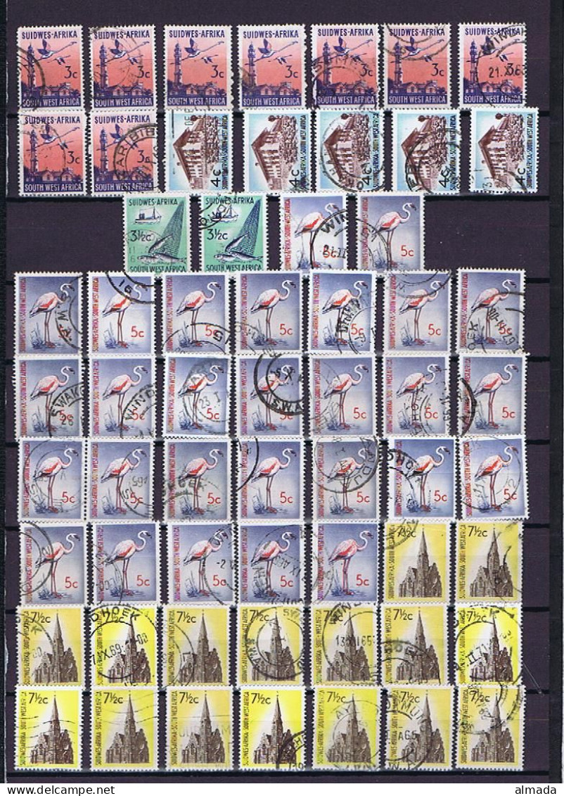 SWA 1961-1971:  Ca. 240 Stamps Used, Many Diff. Types/watermarks., Gestempelt - Afrique Du Sud-Ouest (1923-1990)