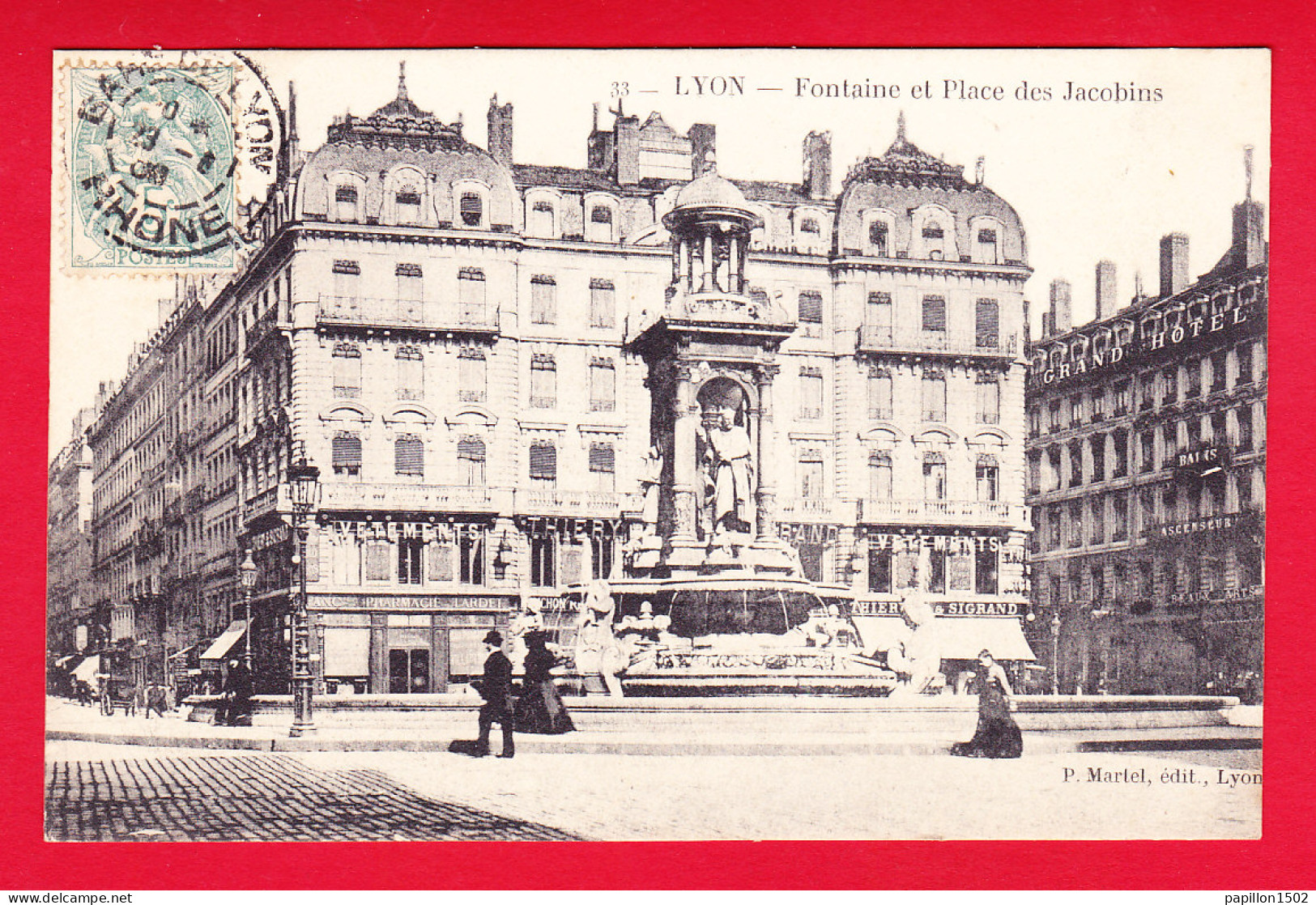 F-69-Lyon-65P57 La Fontaine Et La Place Des Jacobins, Animation, Hôtel, Cpa BE - Lyon 2