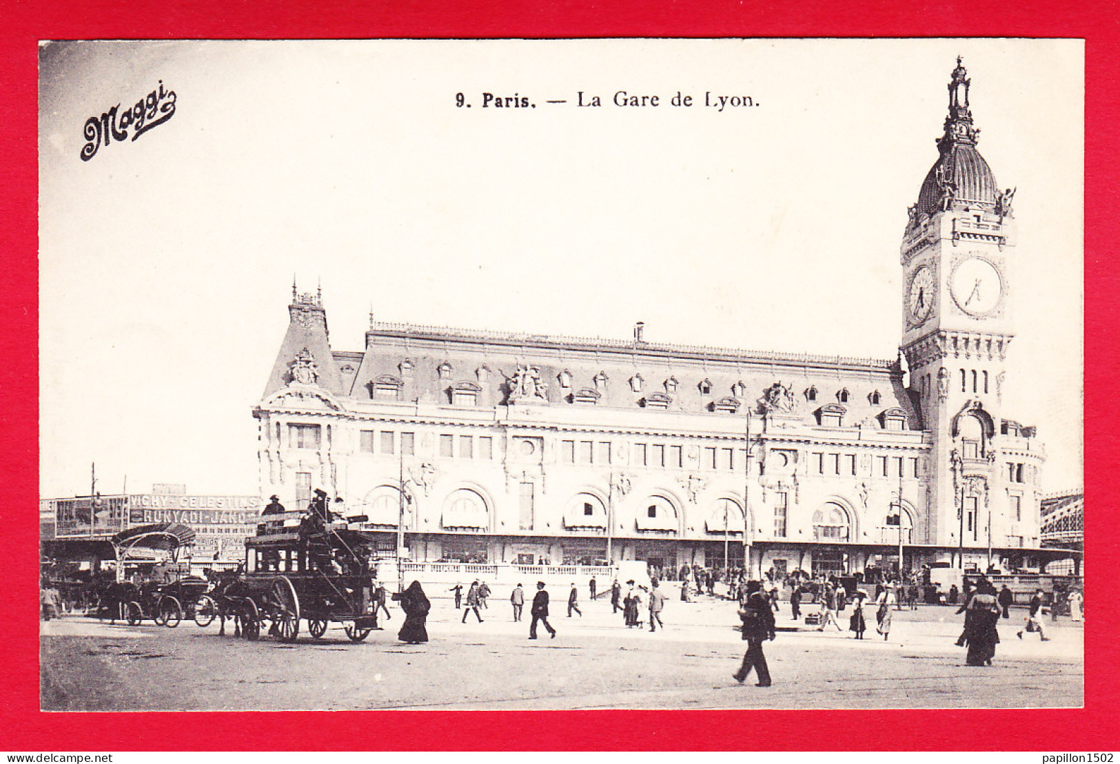 F-75-Paris-557P57 La Gare De Lyon, Diligence, Animation, Voir Pub MAGGI, Cpa BE - Autres Monuments, édifices