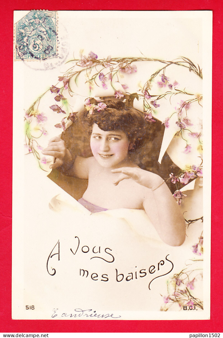 Fant-444P57 A Vous Mes Baisers, Une Jeune Femme, Fleurs, Cpa BE - Donne