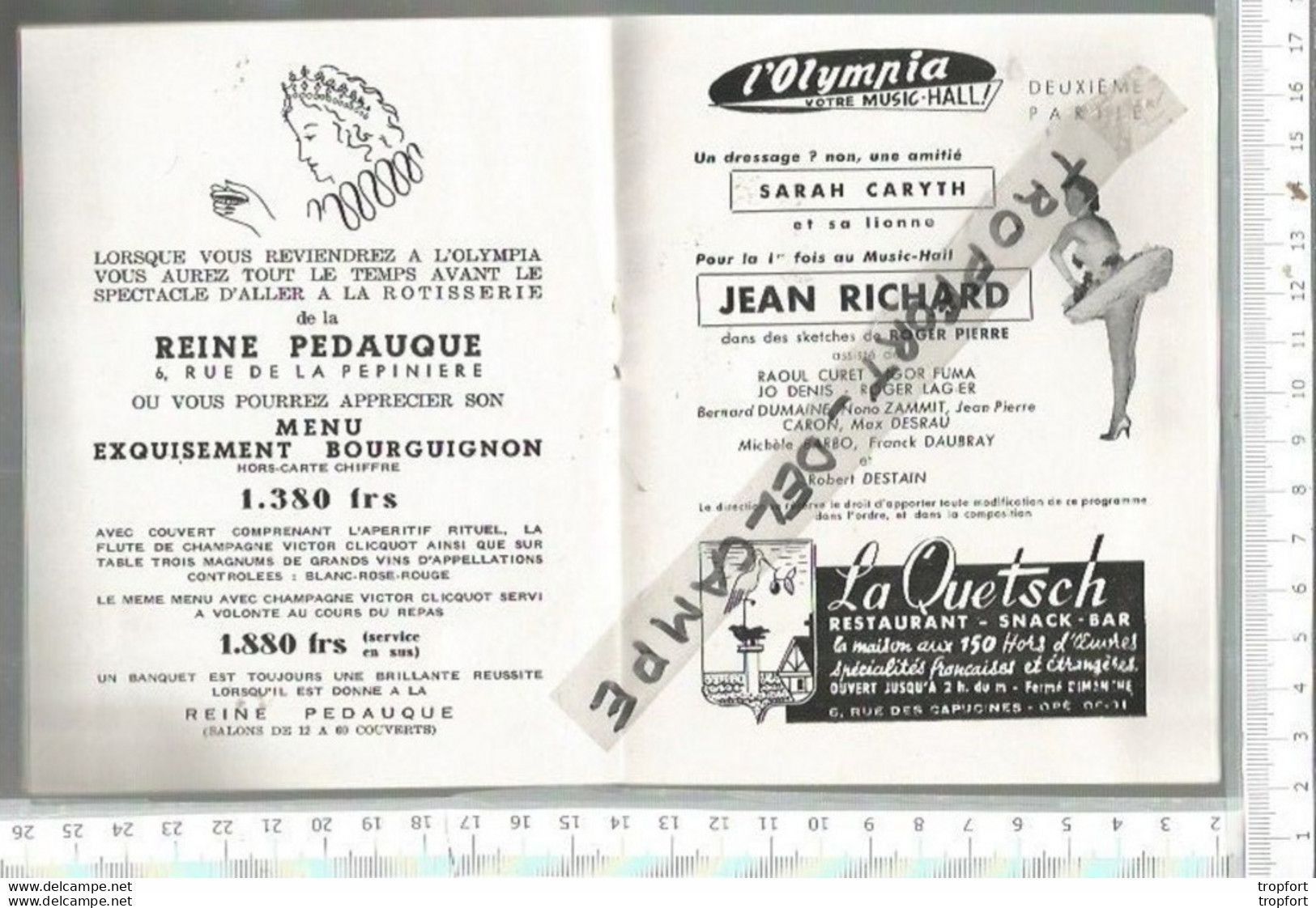 FF / Music Hall Cabaret French Star Program PROGRAMME Ancien THEATRE L'OLYMPIA 1955 JEAN RICHARD - Programme