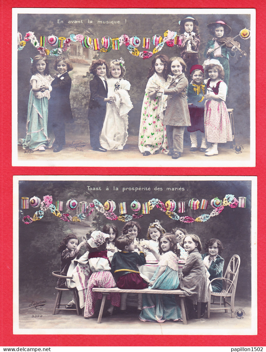 Enfants-240A19  ""en Avant La Musique, Toast à La Prospérité Des Mariés"", Mariage D'enfants, 2 Cpa  - Sonstige & Ohne Zuordnung