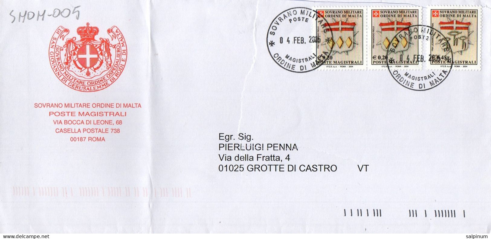 Philatelic Envelope With Stamps Sent From SOVEREIGN MILITARY ORDER OF MALTA To ITALY - Malta (Orden Von)