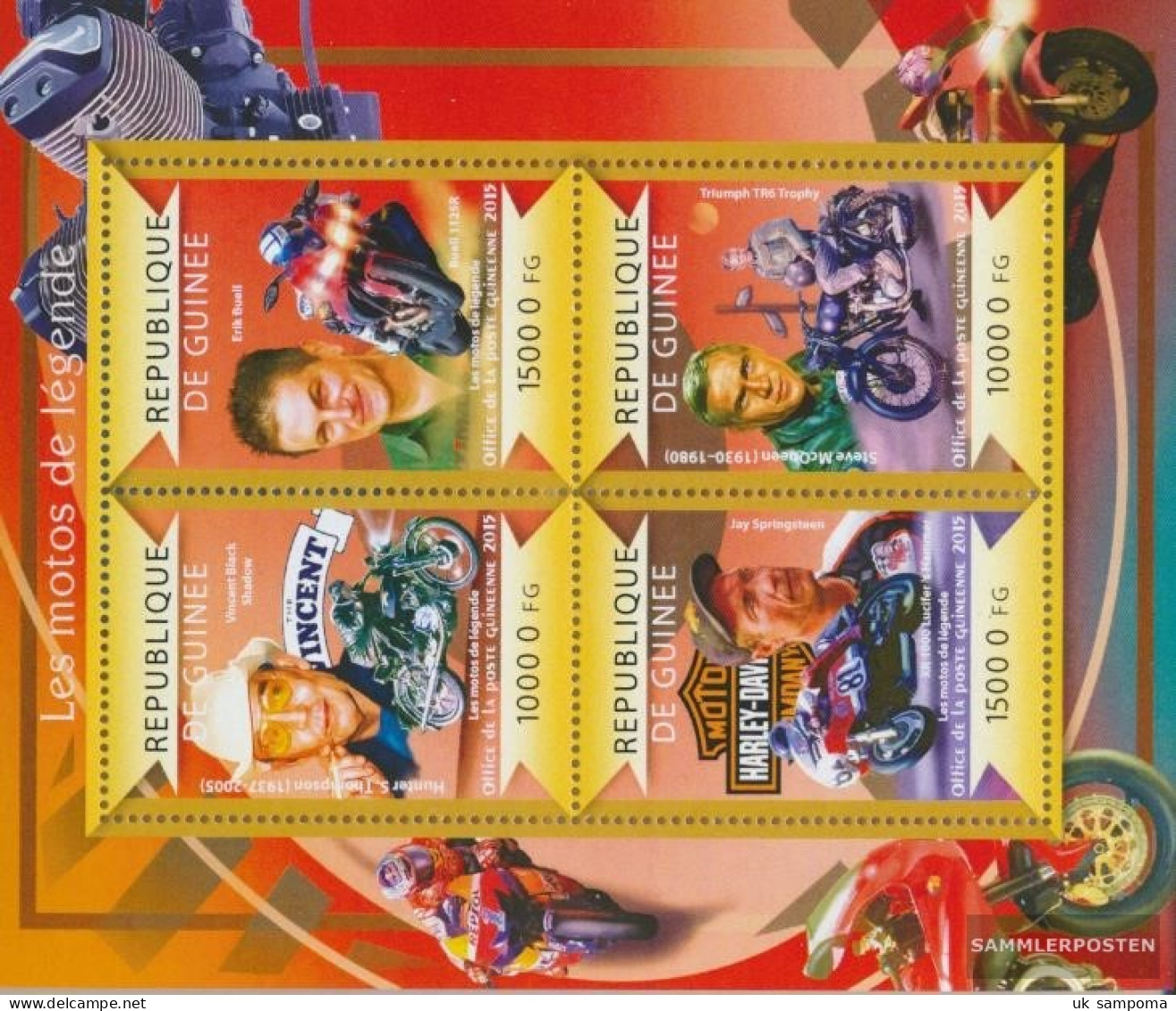 Guinea 10997-11000 Sheetlet (complete. Issue) Unmounted Mint / Never Hinged 2015 Legendary Motorcycles - Guinea (1958-...)