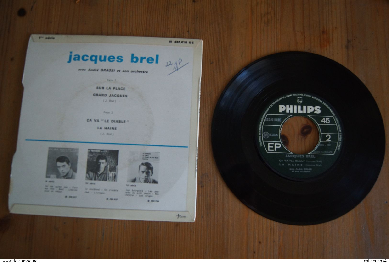 JACQUES BREL SUR LA PLACE  EP  1962 VARIANTE - 45 Toeren - Maxi-Single