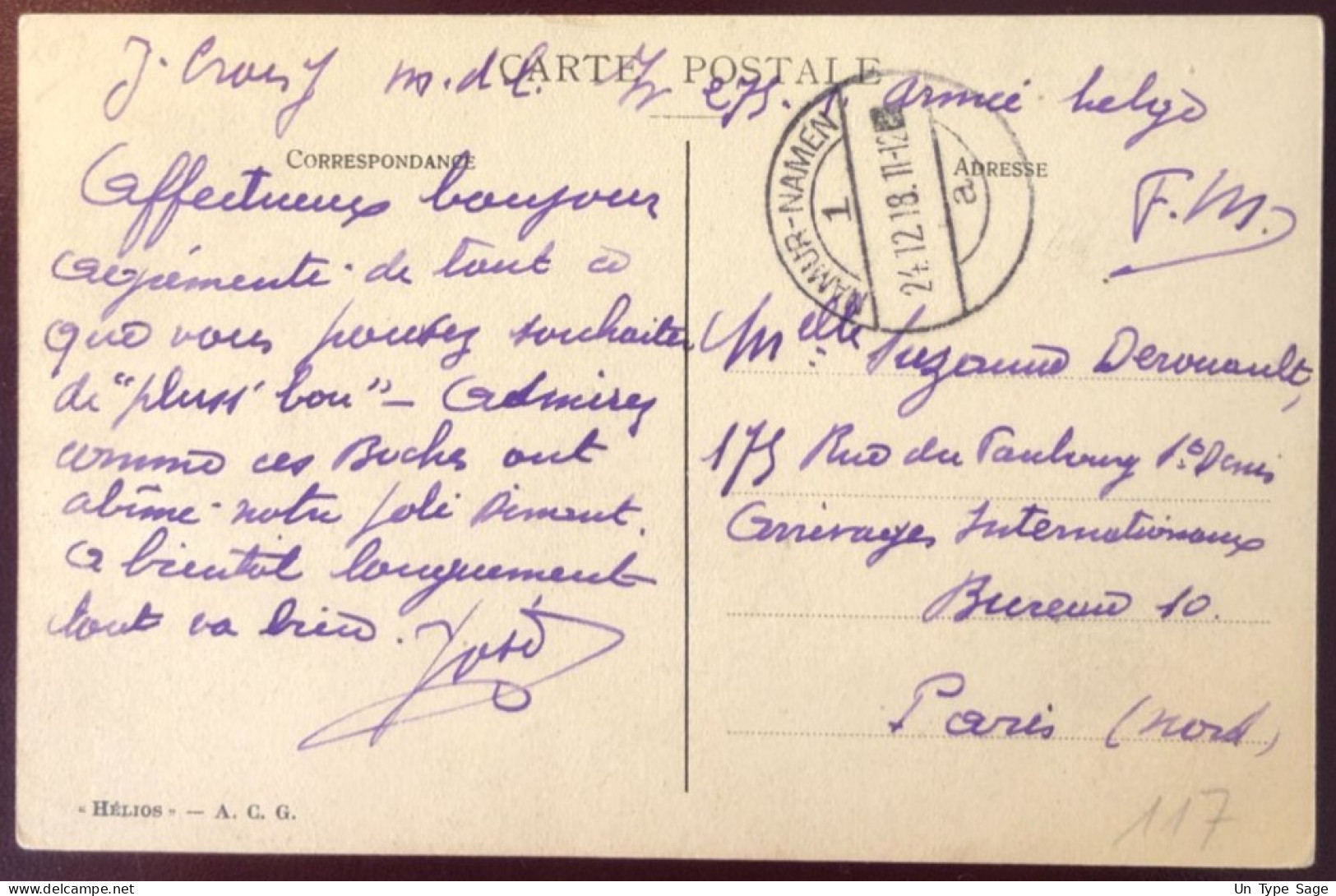 Belgique, Cachet NAMUR NAMEN Sur CPA (Dinant) 24.12.1918 - (W1404) - Altri & Non Classificati