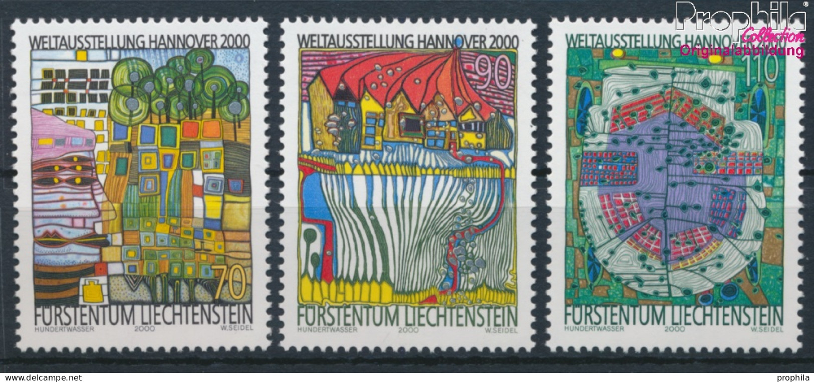 Liechtenstein 1235-1237 (kompl.Ausg.) Postfrisch 2000 Weltausstellung - Hundertwasser (10377418 - Neufs