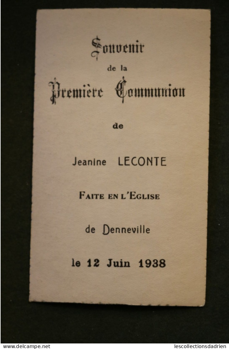 Image Religieuse Souvenir Première Communion 1938 à Denneville -  Ange - Holy Card Angel - Andachtsbilder