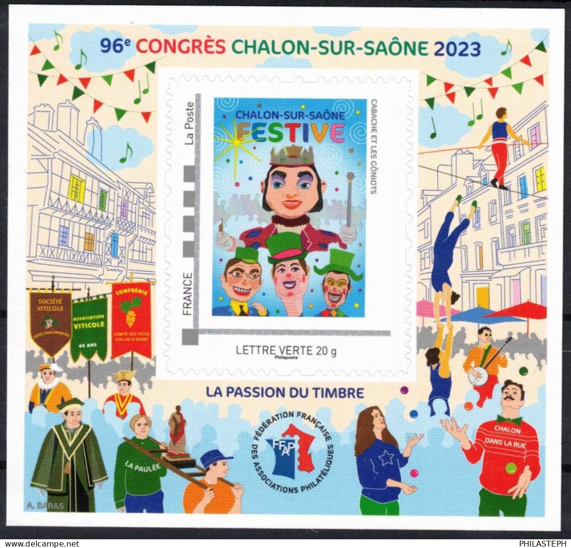 FRANCE 2023  BLOC FFAP N° 22 - 96e CONGRÈS CHALON SUR SAÔNE - CARNAVAL LA PAULEE  - TVP Adhésif - FFAP