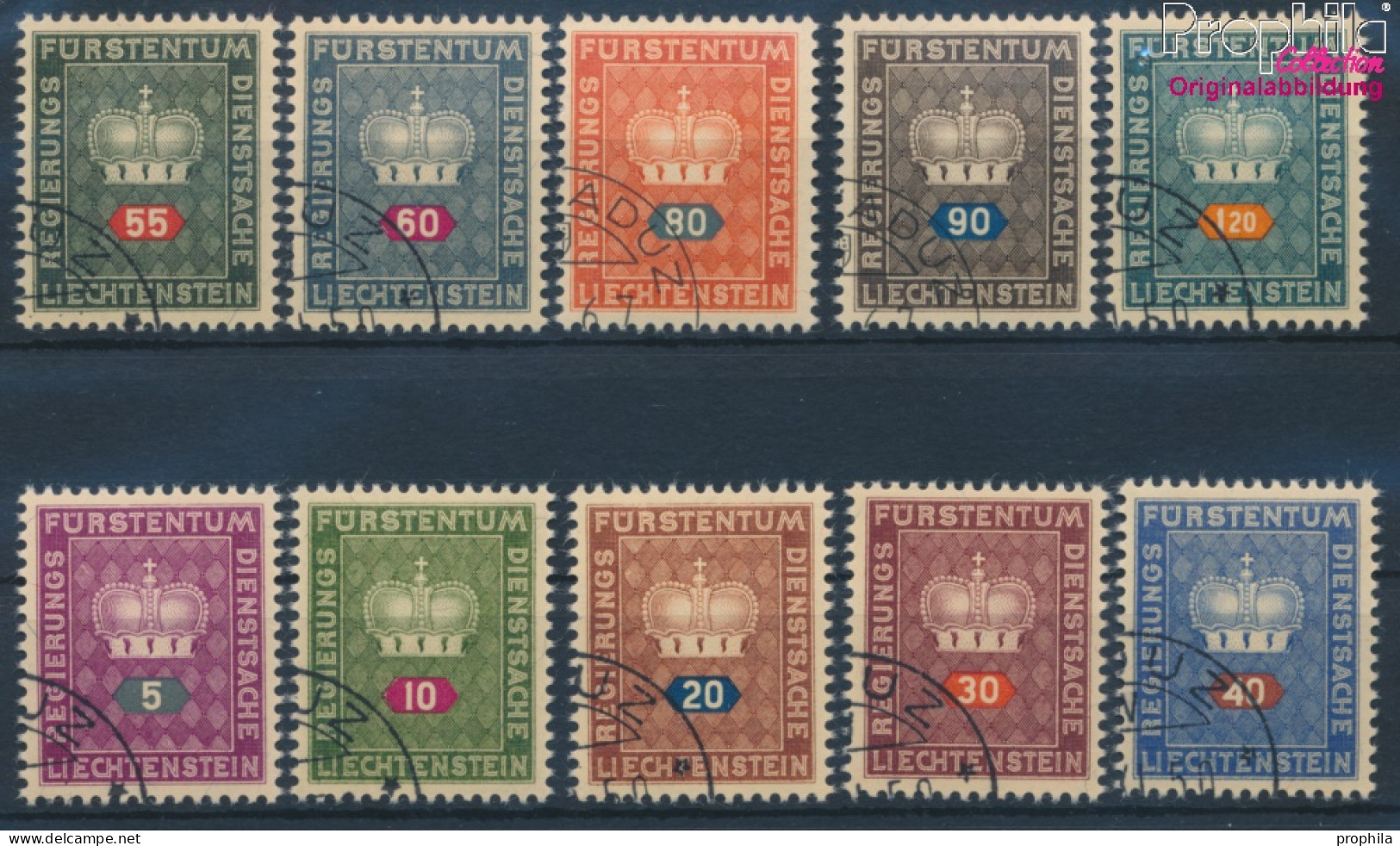 Liechtenstein D35-D44 (kompl.Ausg.) Gestempelt 1950 Dienstmarken (10374222 - Oblitérés