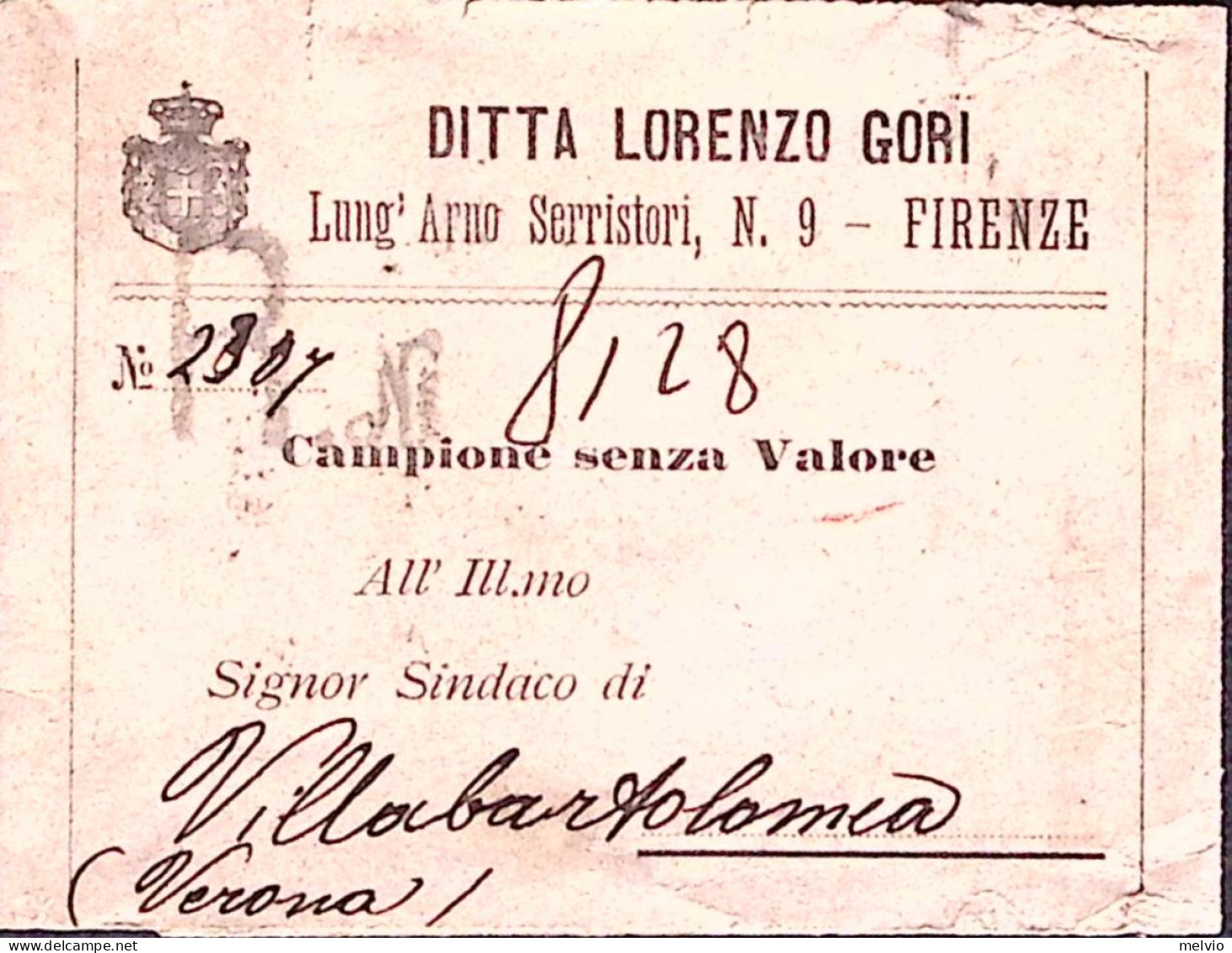 1898-CAMPIONE SENZA VALORE Fascetta Raccomandata Affrancata Al Verso Effigie C.1 - Poststempel