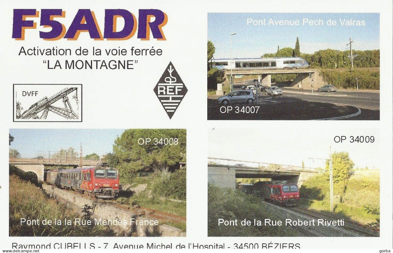 *CPM - QSL RADIO - Voie Ferrée "La Montagne"  - BEZIERS (34) - Radio Amateur