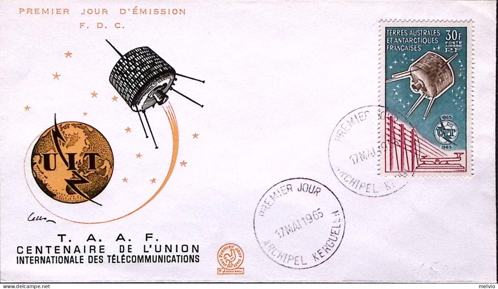 1965-Antartico Francese 100^ UIT F.30 (PA 9) Su Fdc Illustrata - Covers & Documents