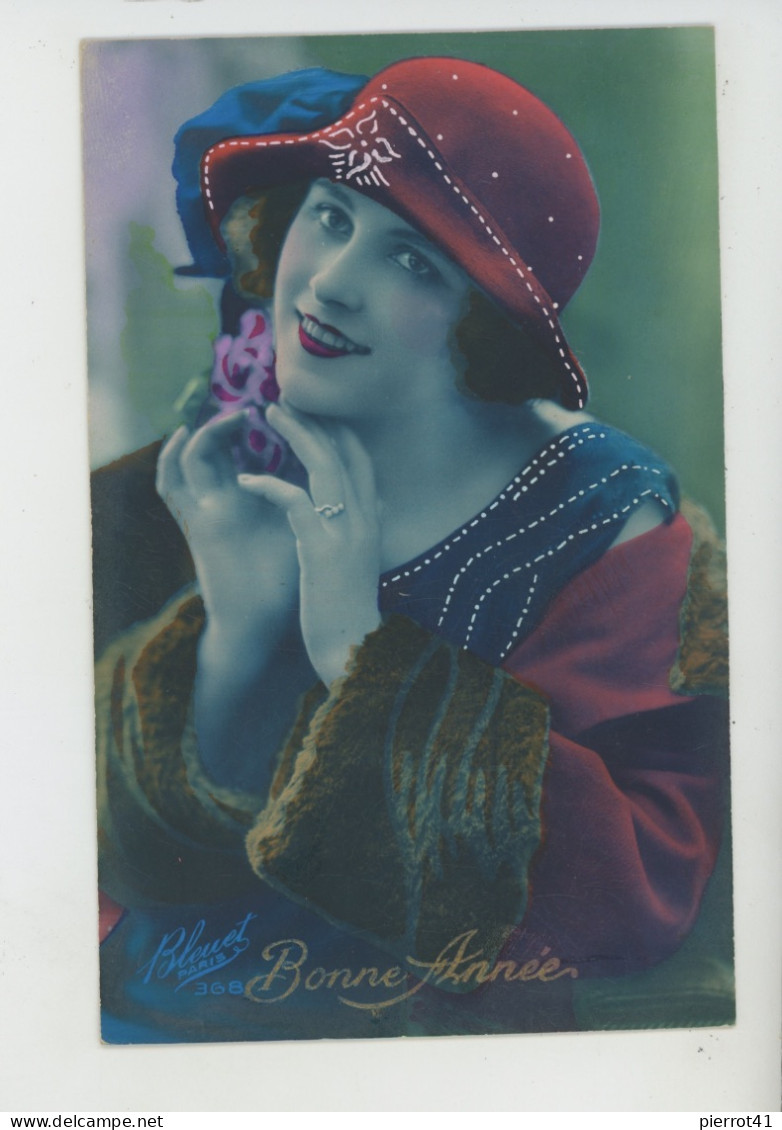 FEMMES - FRAU - LADY - MODE - CHAPEAUX - Jolie Carte Fantaisie Femme élégante Avec Chapeau "Bonne Année" - Donne