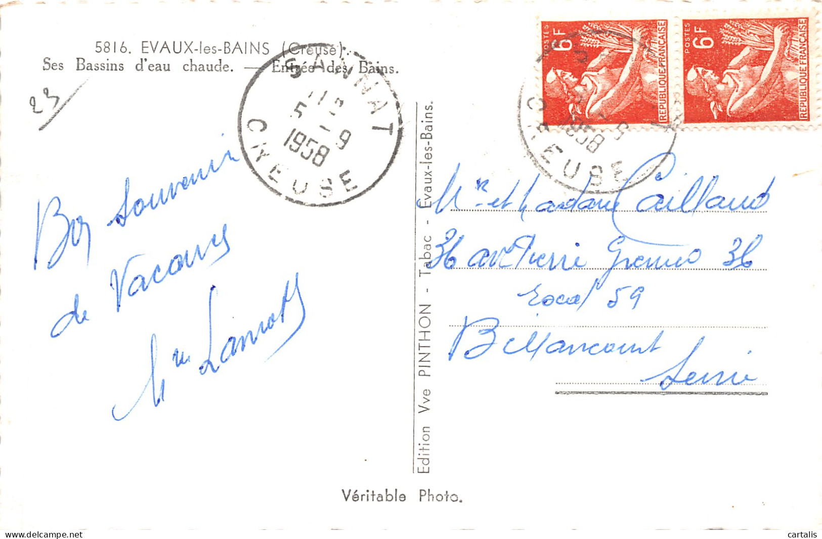 23-EVAUX LES BAINS-N°4173-A/0147 - Evaux Les Bains