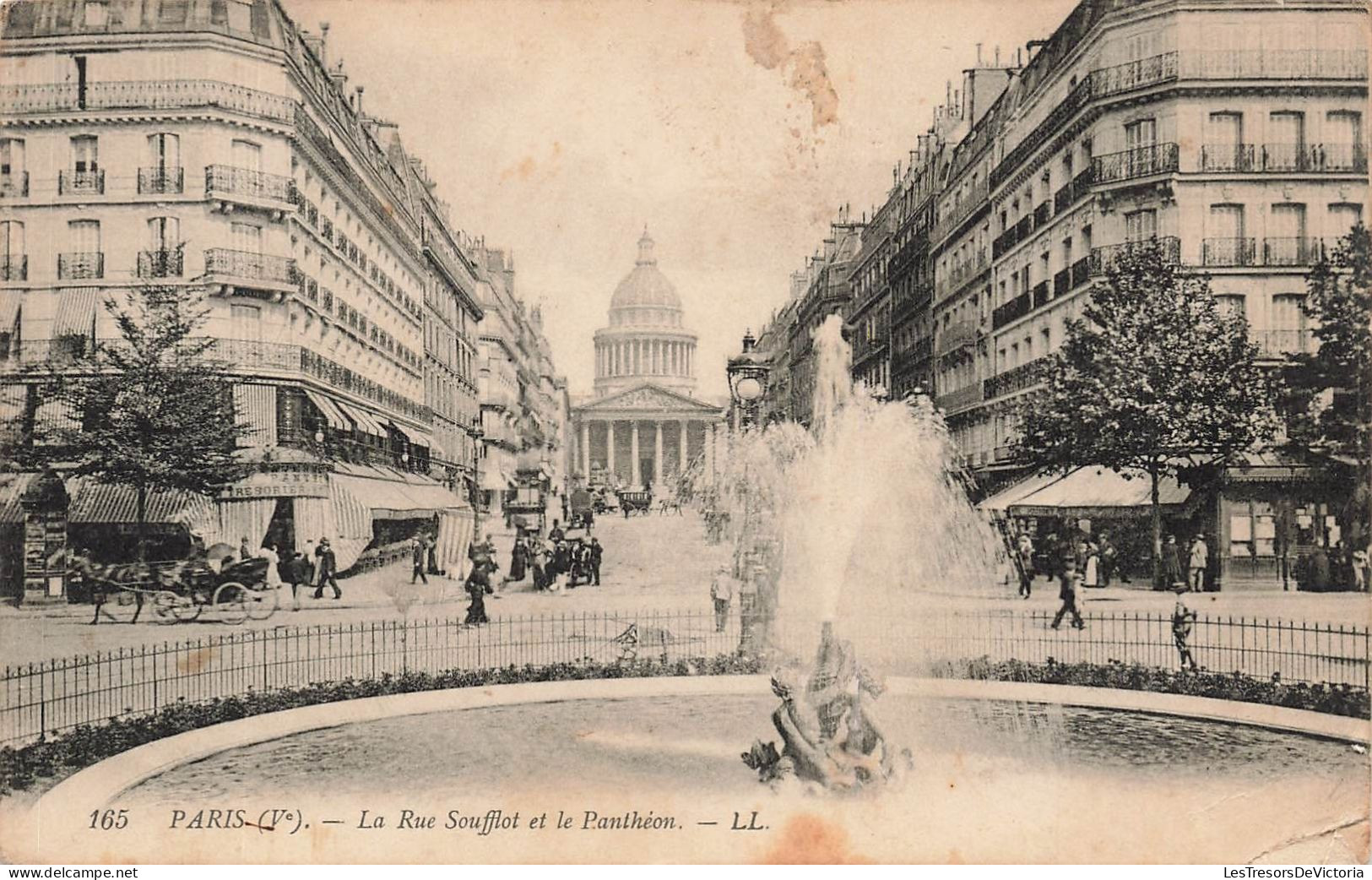 FRANCE - Paris (Ve) - Vue Sur La Rue Soufflot Et Le Panthéon - L L - Fontaine - Animé - Carte Postale Ancienne - Plätze