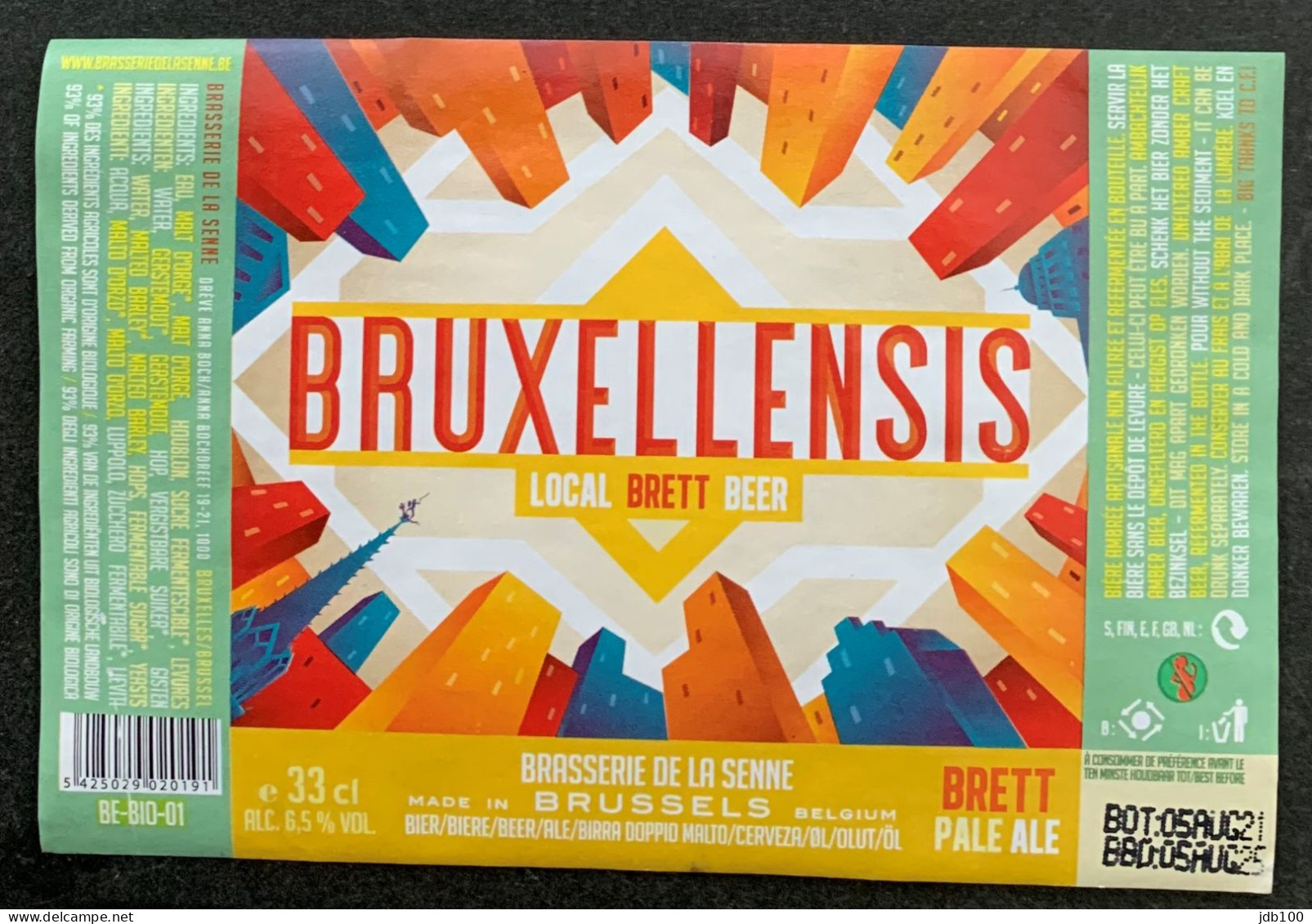 Bier Etiket (5g2), étiquette De Bière, Beer Label, Bruxellensis Brouwerij De La Senne - Cerveza