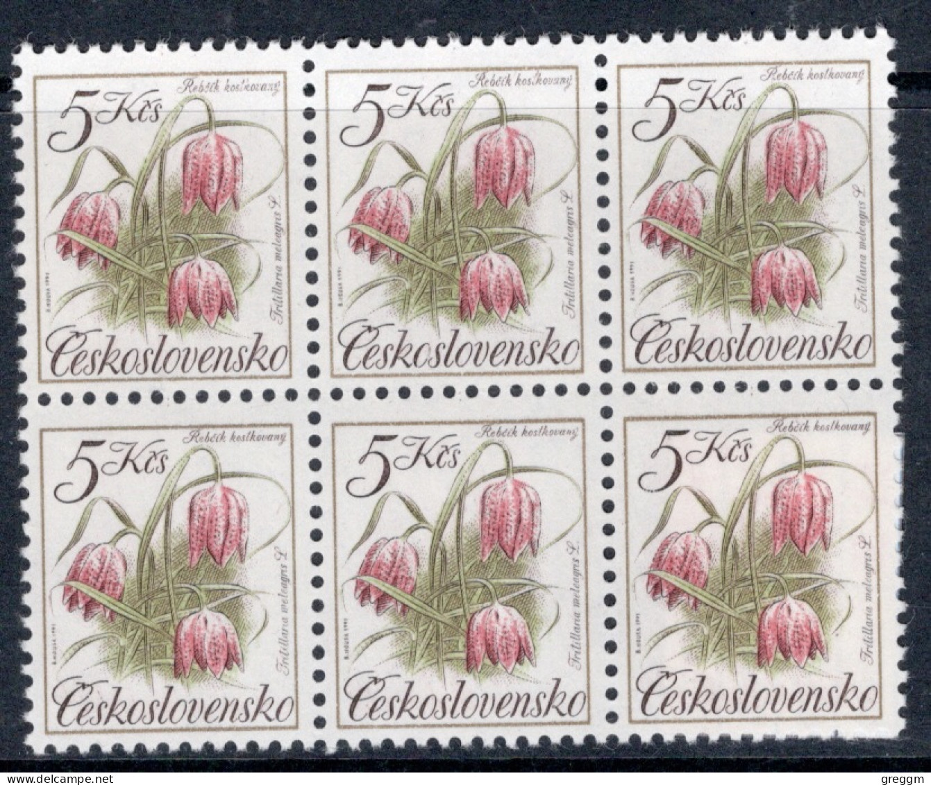 Czechoslovakia 1991 Block Of Six Stamps To Celebrate Nature Protection - Flowers In Unmounted Mint - Unused Stamps