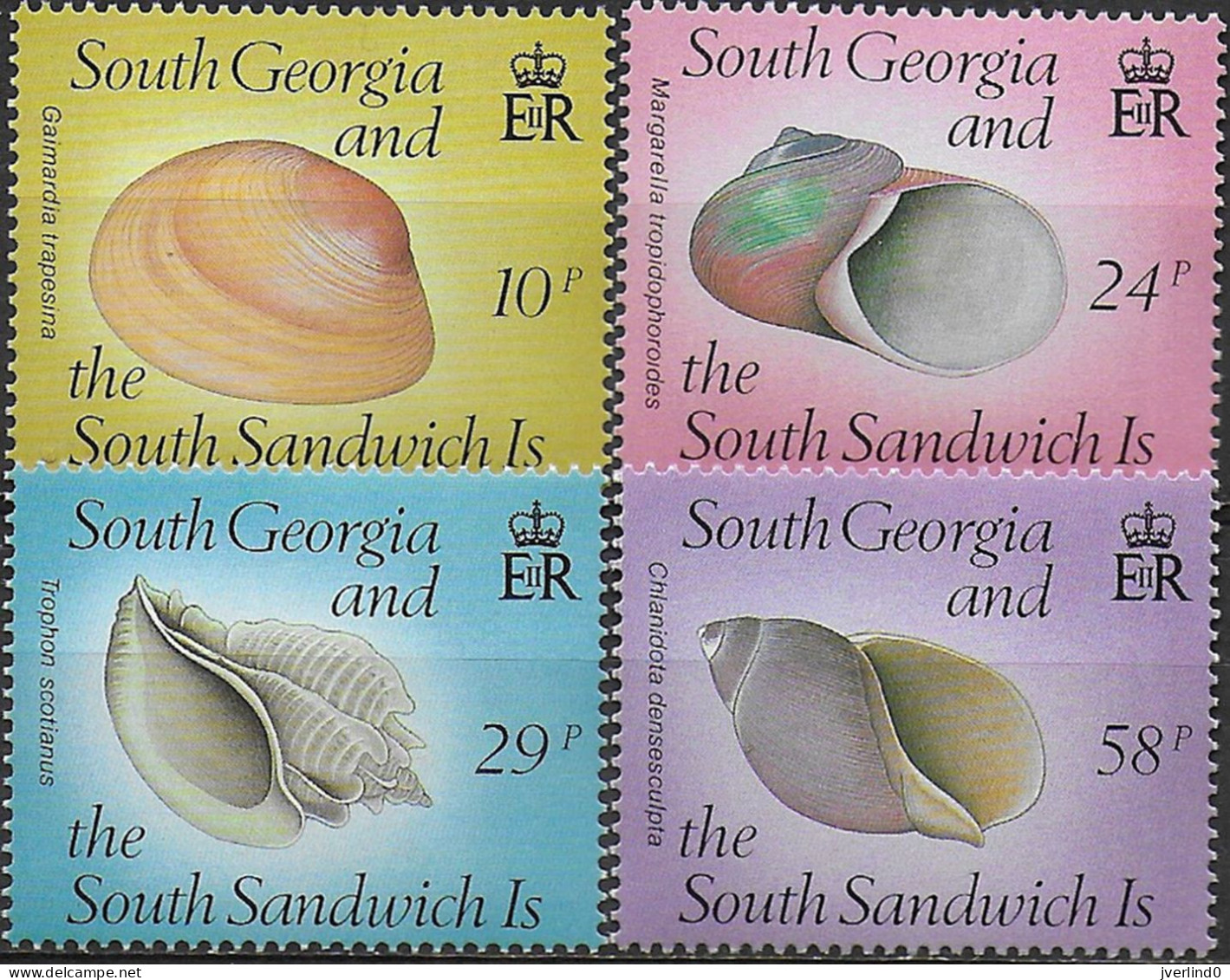 1988 South Georgia Shells 4v. MNH SG N. 179/82 - South Georgia