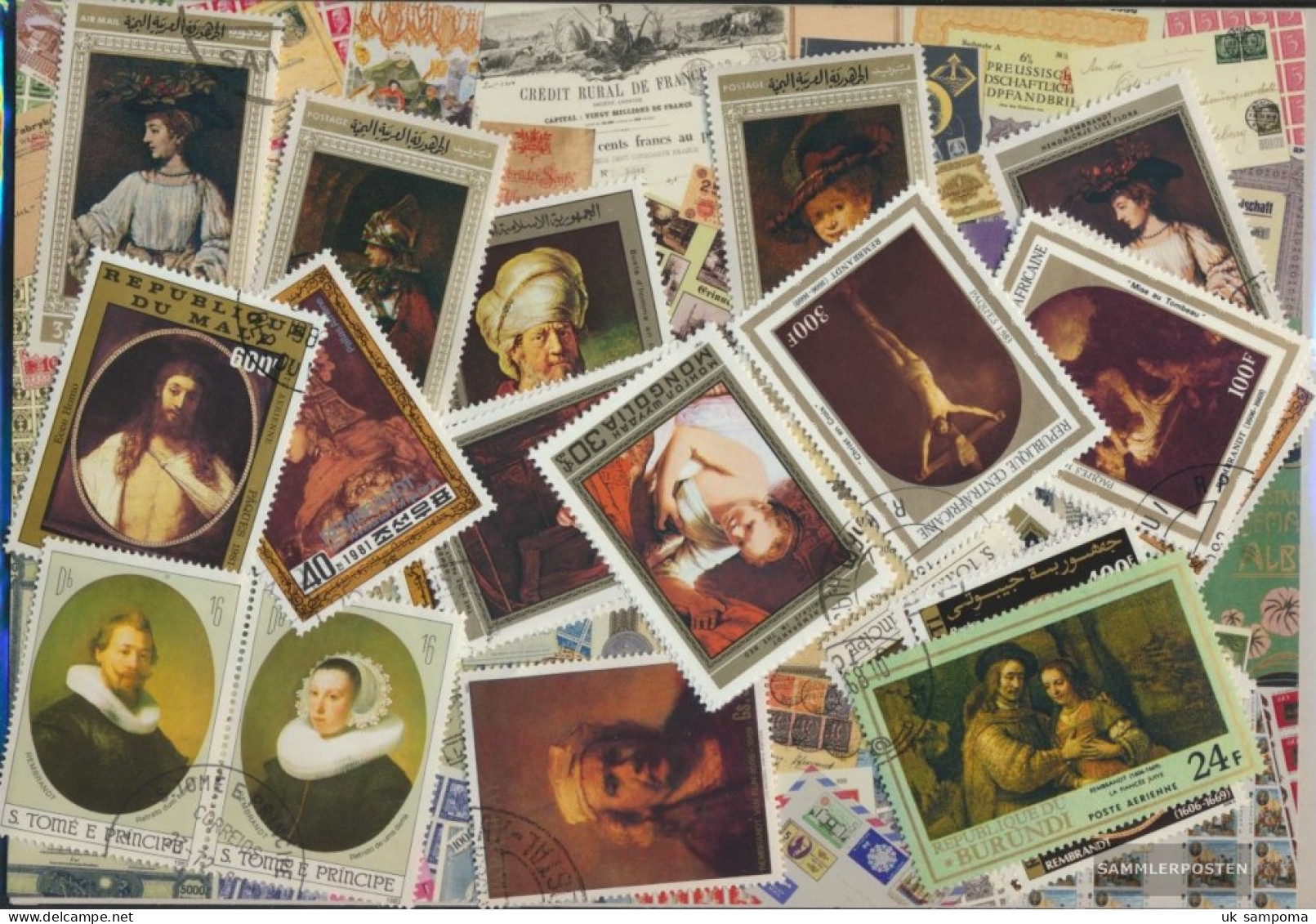 Motives Stamps-25 Various Rembrandt-Paintings Stamps - Rembrandt